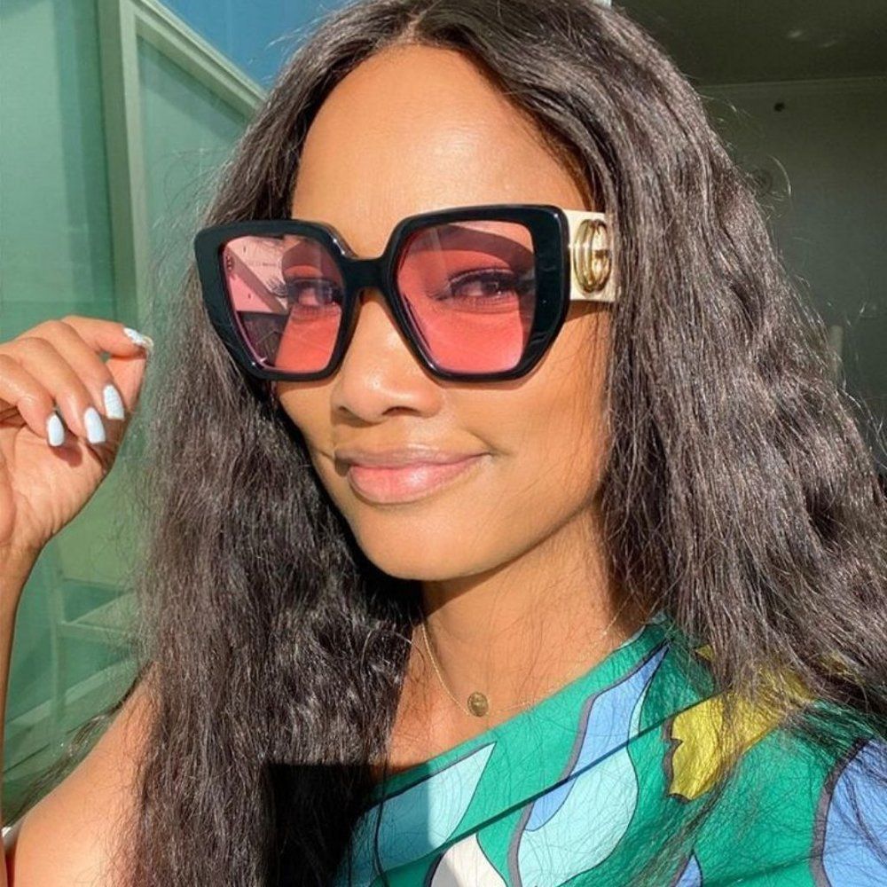 New Gucci Gg0956s 002 Rectangle Oversized Black Pink Women Sunglasses